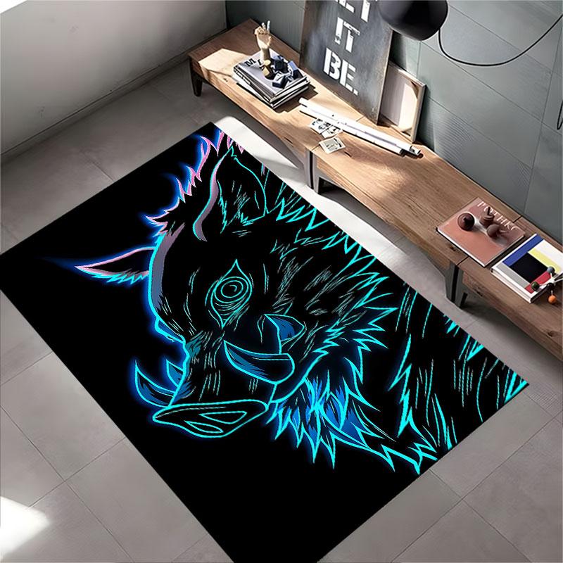 Neon Wild Boar Illustration suitable as a non-slip mat for the living room or bedroom sofa