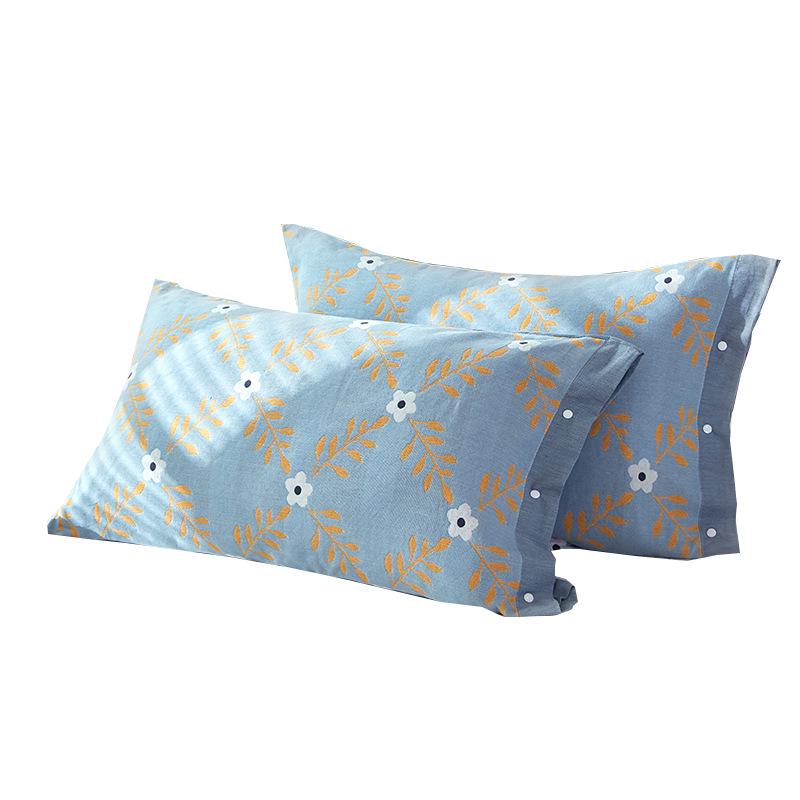 Pure Cotton Gauze Pillowcase with Snap Buttons, Summer Full Wrap, 40x60cm Latex or 48x74 Pillow Size. Single Pack.