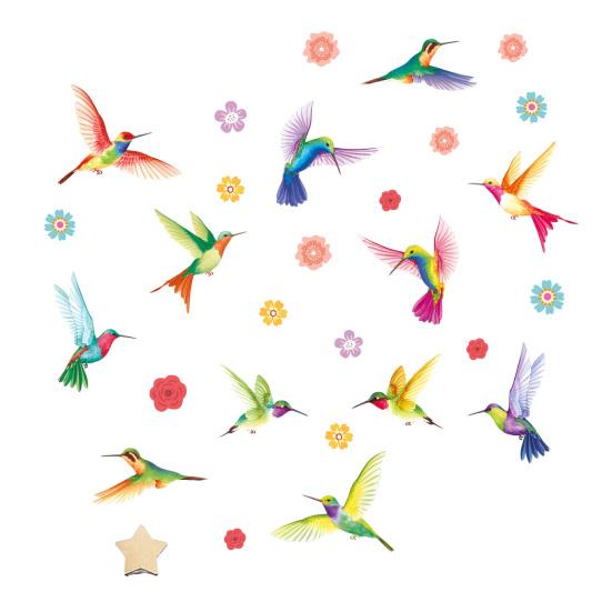 Glow in The Dark Wall Sticker, Hummingbirds Flowers Luminous Wall Decal, Waterproof Self Adhesive Sticker for Kids Room Nursery