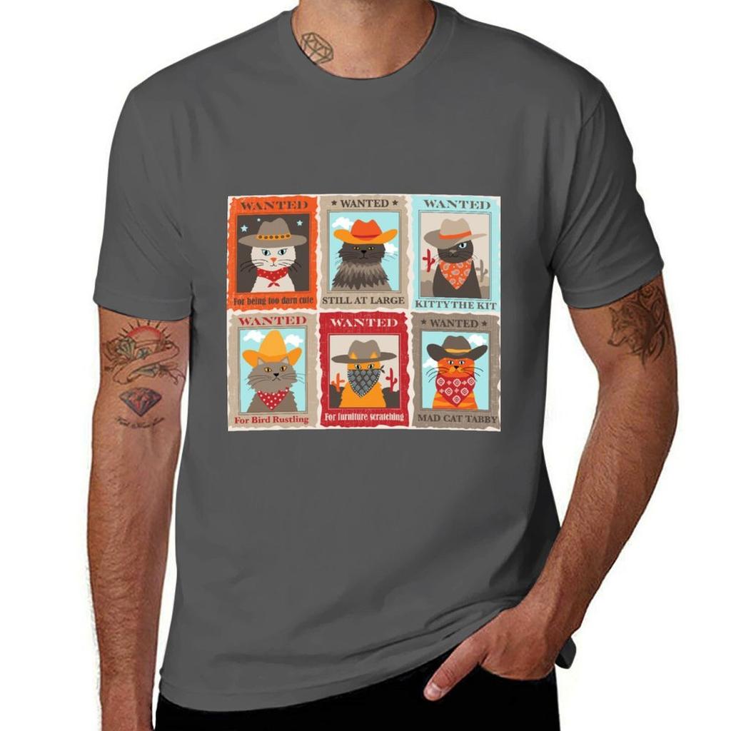 Wanted Cowboy Cats TShirt Holiday All Match TShirt