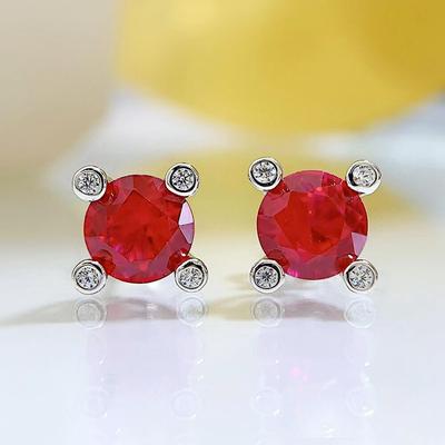 925 Sterling Silver 3ex 2ct Vvs Ruby Synthetic Moissanite Gemstone Wedding Drop Earrings For Women Gift