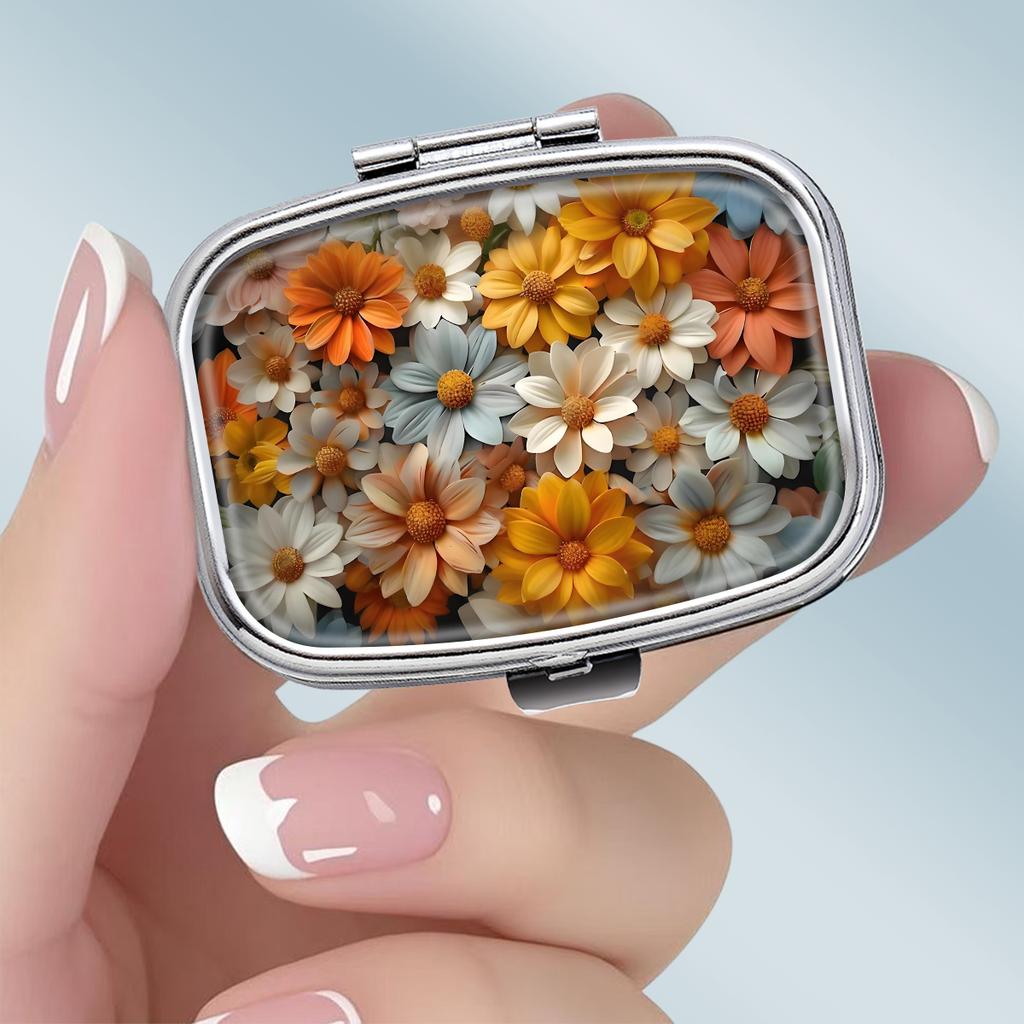 2 Bölmeli Taşınabilir Hap Kutusu, Mini Metal İlaç Düzenleyici Kılıfı, Vitaminler, Haplar, Takılar, Seyahat, Günlük Kullanım İçin Sevimli Baskılı Hap Kabı