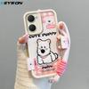KEYSION Cartoon Cute Plush Embroidery Case for VIVO Y03 Y03t with Lanyard Silicone Shockproof Phone Cover for VIVO Y18 Y28s 5G