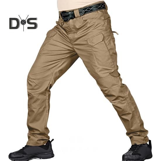 Men Tactical Training Pants Cotton Linen Blend Multiple Pocket Urban Commuter Cargo Trousers Slim Fit Joggers for Work Exercise Outdoor Fishing
