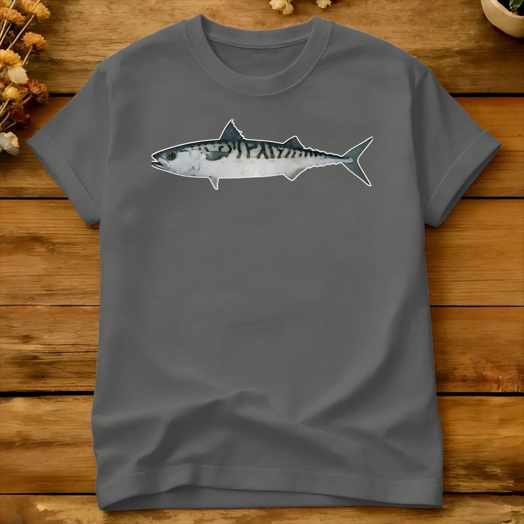 Atlantik Makrele Aquarell Kunst T-Shirt Sommer Baumwolle T-Shirts Für Unisex Design T-Shirt Kurzärmelig Y2k Lustiges Oberteil T-Shirts