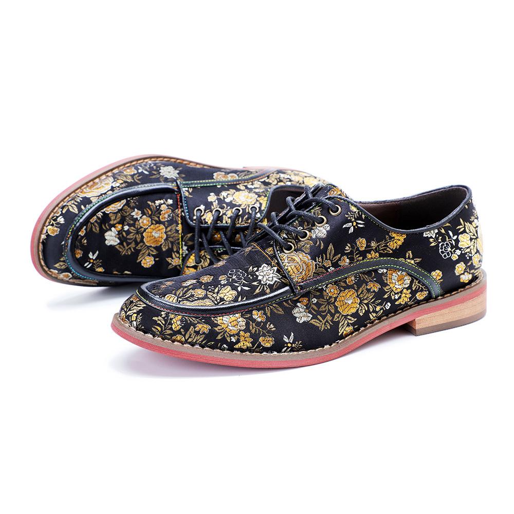 Print Slippers Women Shoes Genuine Leather Flat With Slides Sewing Handmade Slippers
