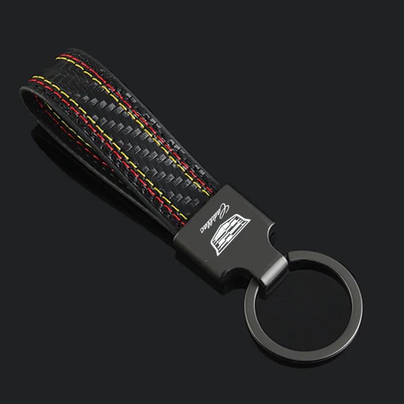 For Cadillac ATS BLS CT4 CT5 CT6 CTS ESCALADE SLS SRX XT4 XT5 XTS Fashion Leather Car Logo Key Chain Keyrings Pendant
