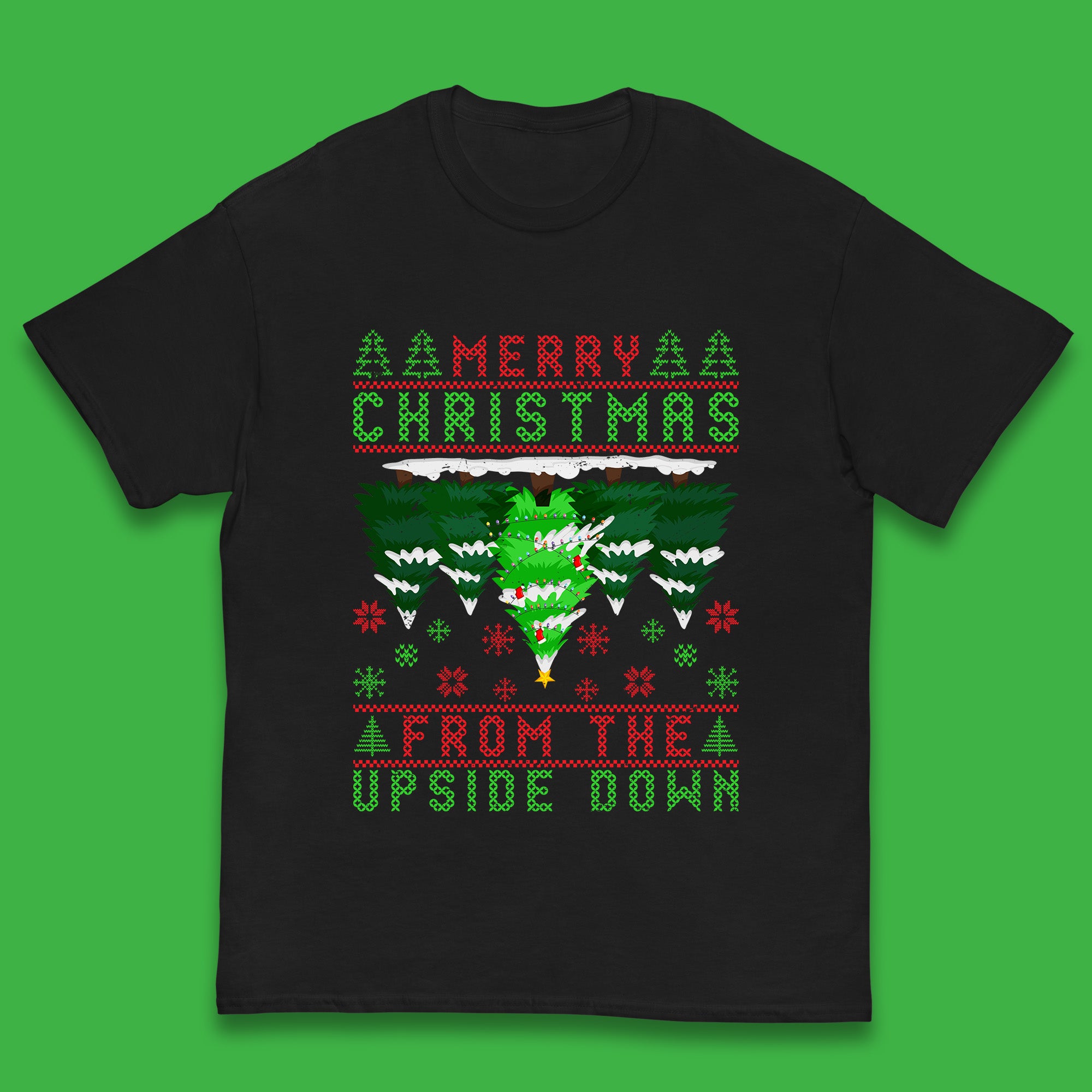 

Merry Christmas From The Upside Down Kids T Shirt Christmas Tree Top 140