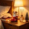 Seasonal Living Room Accents Christmas Puppy in Santa Boot Resin Figurine, Cute Dog Holiday Tabletop Decor with Ornaments Bow Bell Holly, Festive Home