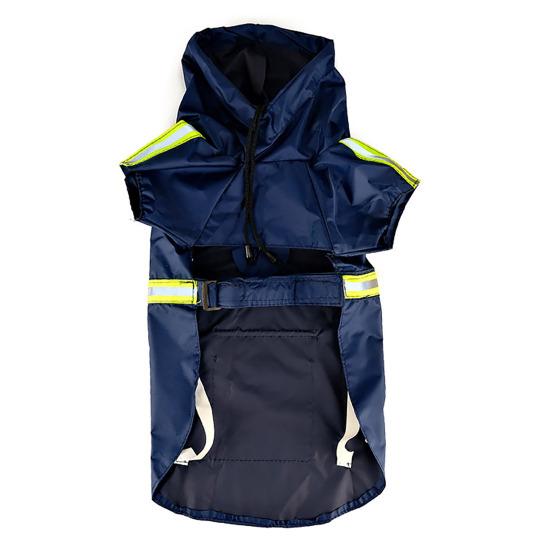 

Дождевик для питомца со светоотражающей полосой Водонепроницаемая куртка-дождевик для собаки с отверстием для поводка Регулируемый дождевик для собаки с капюшоном для маленьких и средних собак S синий