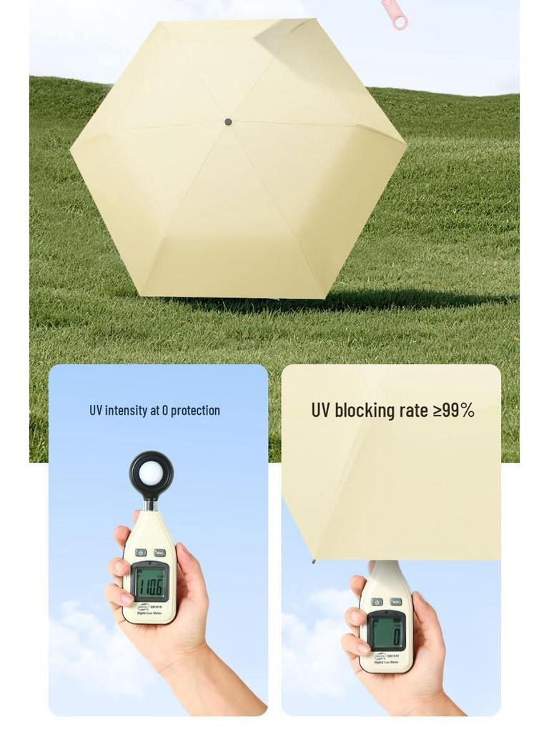 Fully Automatic Five-Fold Umbrella with Black Glue Sunscreen, UV Protection, and Dual-Use for Rain or Shine