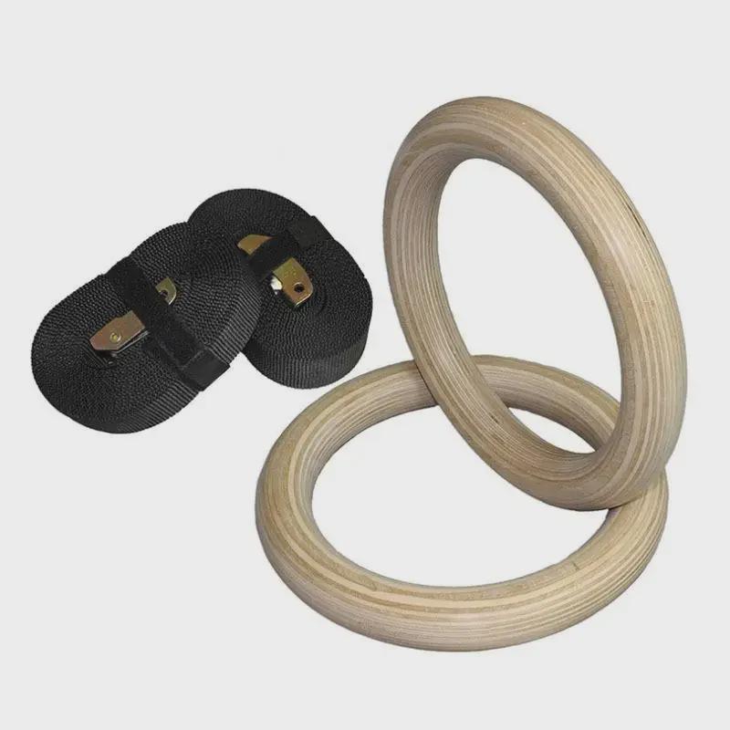 Set di Anelli da Ginnastica in Legno Regolabili per Fitness Indoor ed Esercizi a Casa