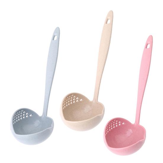 2-In-1 Long Handle Soup Ladle with Strainer Soup Spoon Essential Kitchen Tool for Cooking