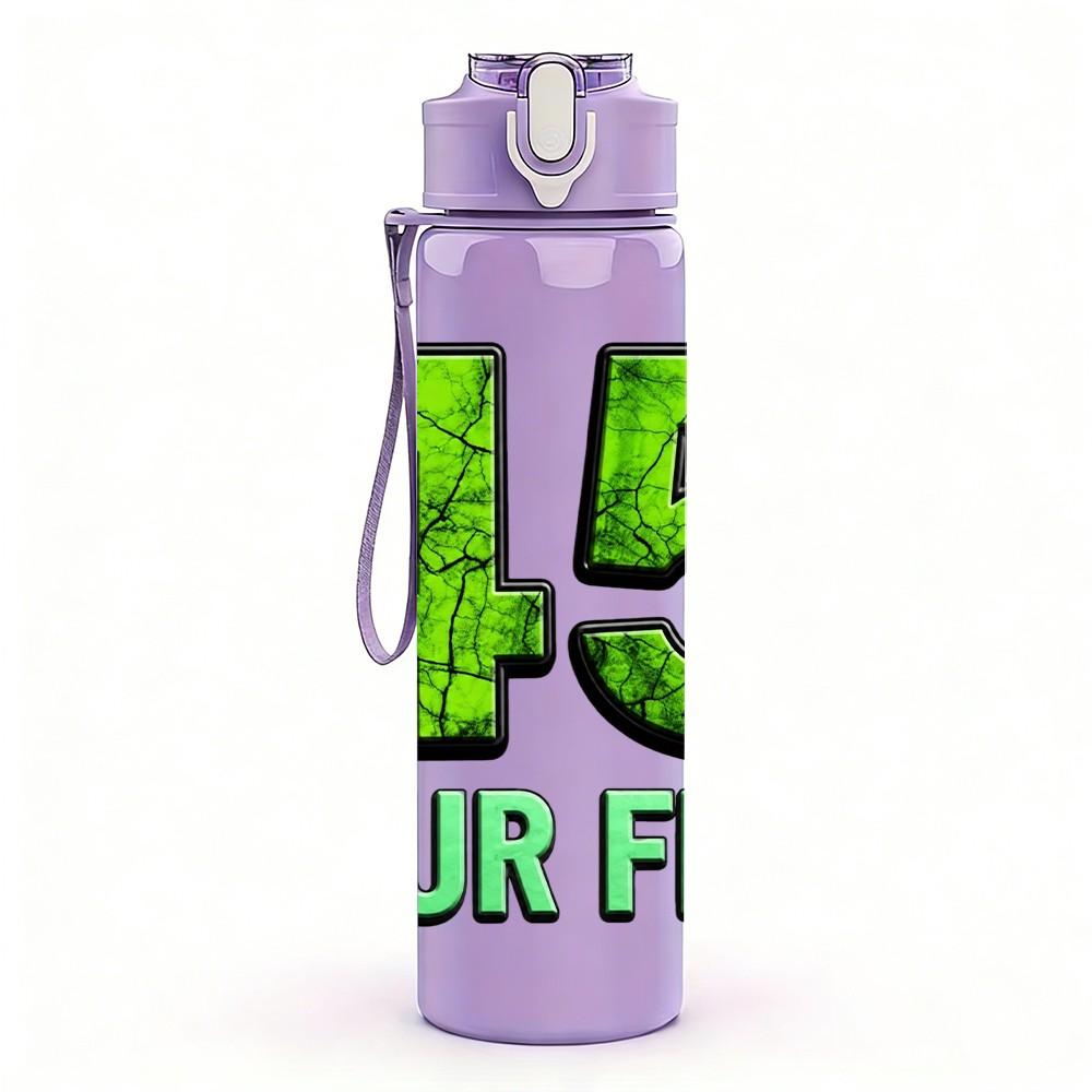 1PC 45 Four Five Bold Number Print 750ml Color Plastic Sports Water Bottle Leakproof Flip Straw Lid Suitable for Sports Office Home Use