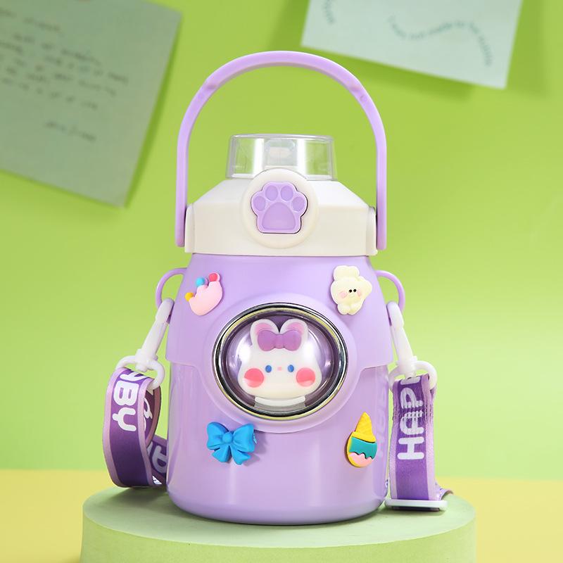 Cartoon Stainless Steel Children's Thermos Cup High Appearance Level Girl Student Sippy Cup Portable Jump Cap Pot Belly Cup