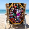 proof beach towel with a UFO Robo Grendizer3 pattern - soft,absorbent,quick-drying,machine washable - perfect for swimming,camping,bathing