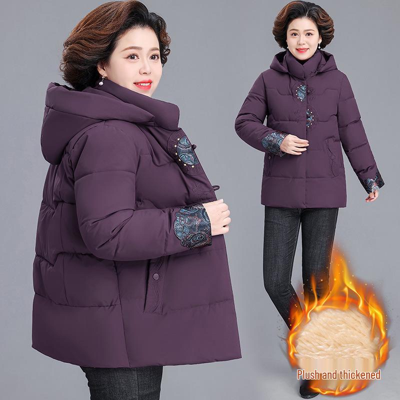 

Mom s 2025 Cotton Jacket: Stylish, Warm Winter Outerwear for Middle-Aged and Elderly Women, Fleece-Lined and Thickened. 4XL (135-150 catties)