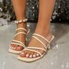 Sexy High Heels Women's Slippers New Summer Shallow Shoes Women's Spaghetti Straps Square Toe Sandals Sandalias De Mujer