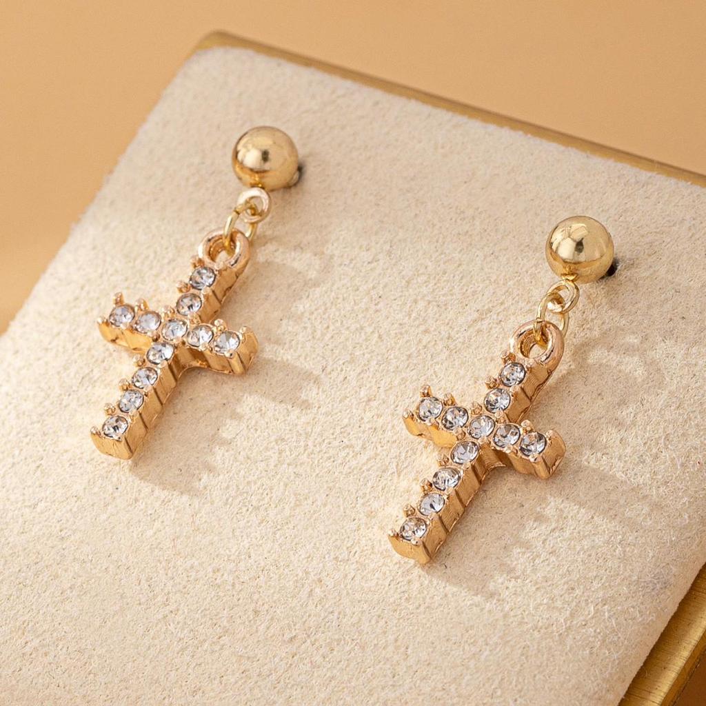 Trendy Women's Cross Ear Danglers – Popular European & American Style Earrings