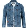 Men Autumn Jacket Long Sleeves Thermal Buttons Pure Color Autumn Denim Jacket for Daily Wear