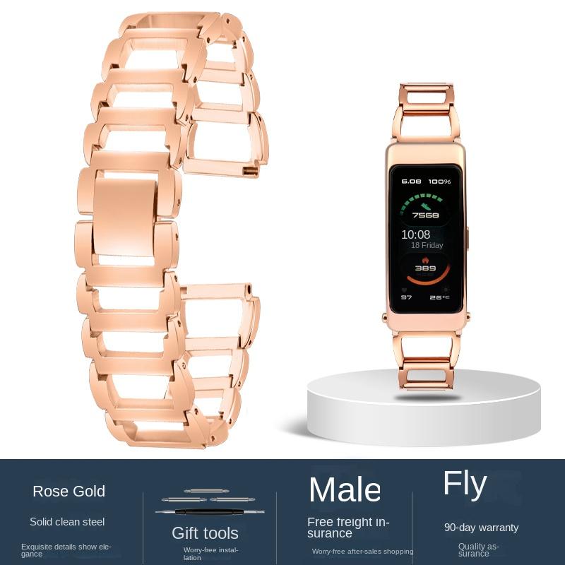 

For Huawei B6 watchband B3 Sports solid Stainless steel 16m Wrist strap bracelet golden fashion rose gold Hollow out watch chain 16mm