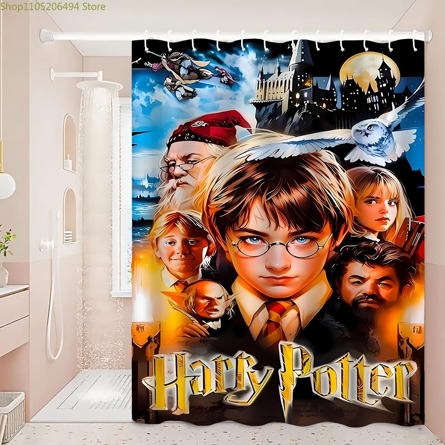 Warner 1pc Cute Printed Bathroom Shower Curtain with Harry Potter Characters, Castle, and Owl Design, Creative, Suitable for H 90x180cm