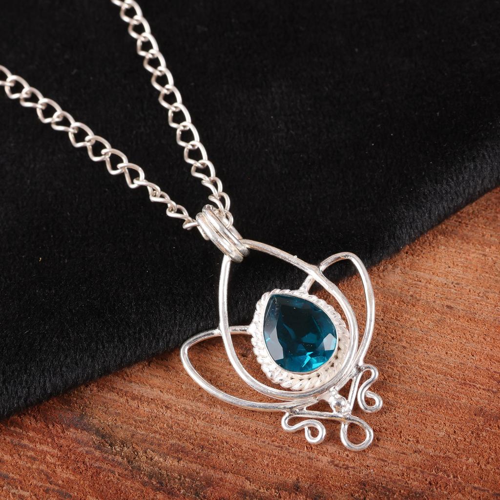 Apatite Handmade Silver Jewelry, 925 Sterling Silver Pendant, Handmade Beautiful Gemstone Jewelry, Apatite Pendant For Her