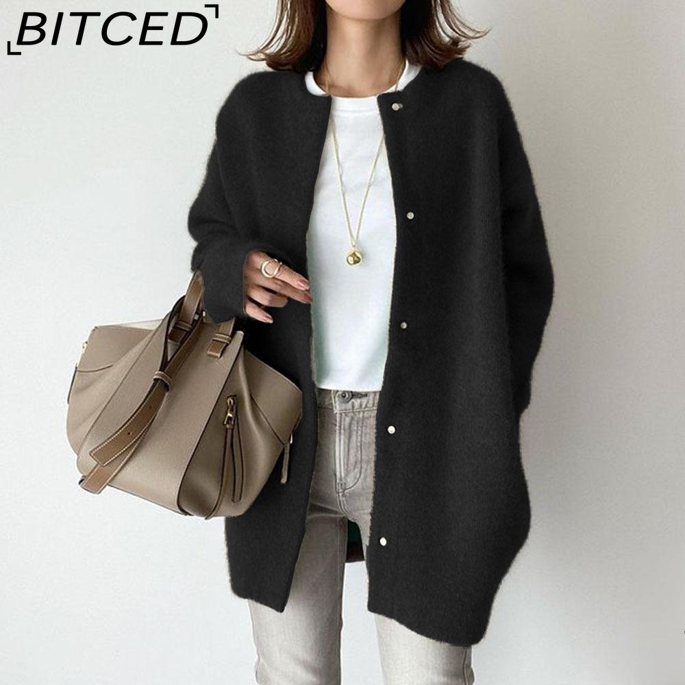 BITCED Women's 9-Colour Autumn Ultra-Soft Knit Cardigan Slim-Fit Design, Artistic Aesthetic Niche Loose-Fit Jacket
