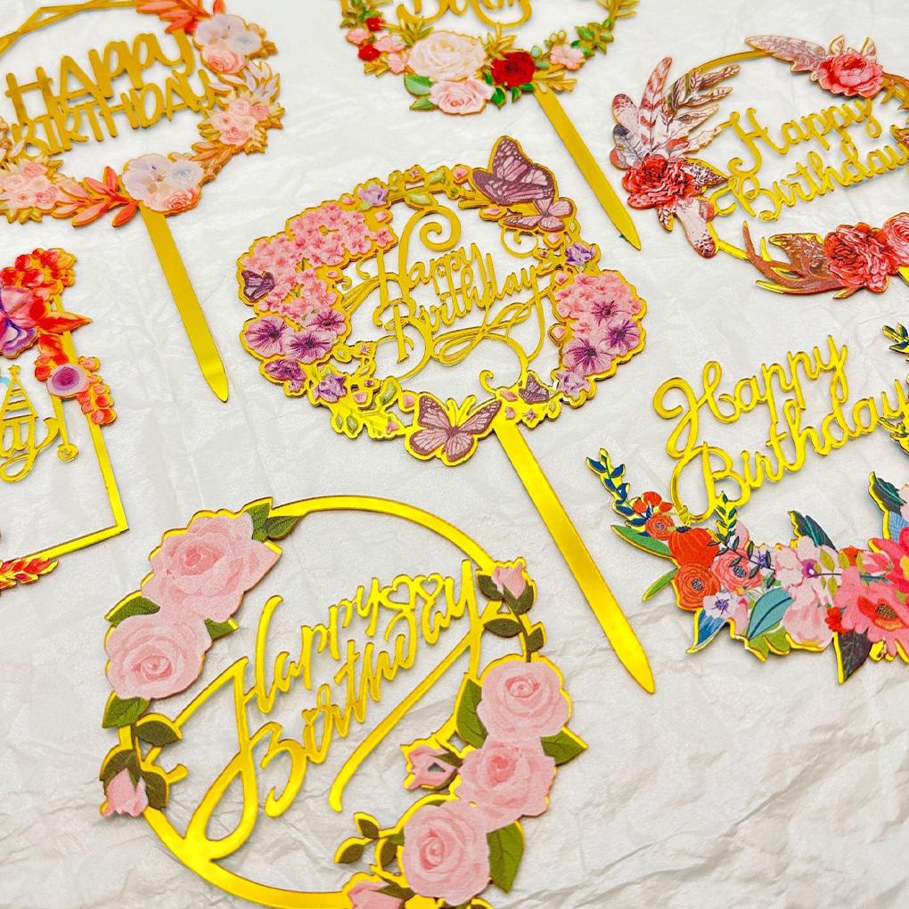 Elegant Happy Birthday Cake Topper For Party Decoration Birthday Cake Toppers Birthday Party Acrylic