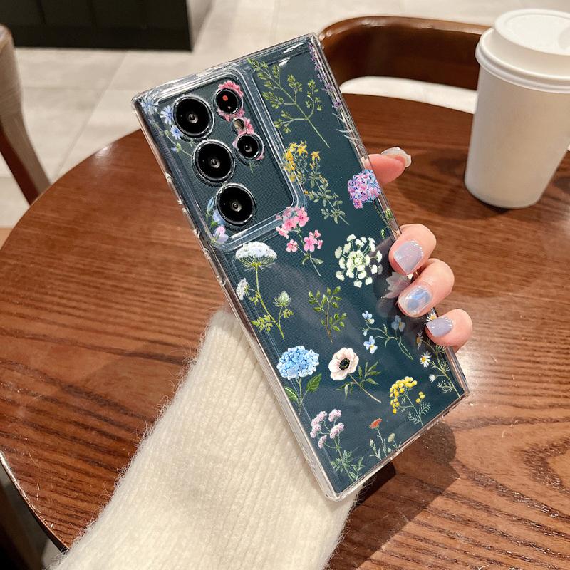 Colorful Fower Pattern Phone Case For Samsung Galaxy S26 S25 S24 S23 Ultra S22 S26 Plus S24 S21 FE S25 Edge Clear Soft TPU Cover