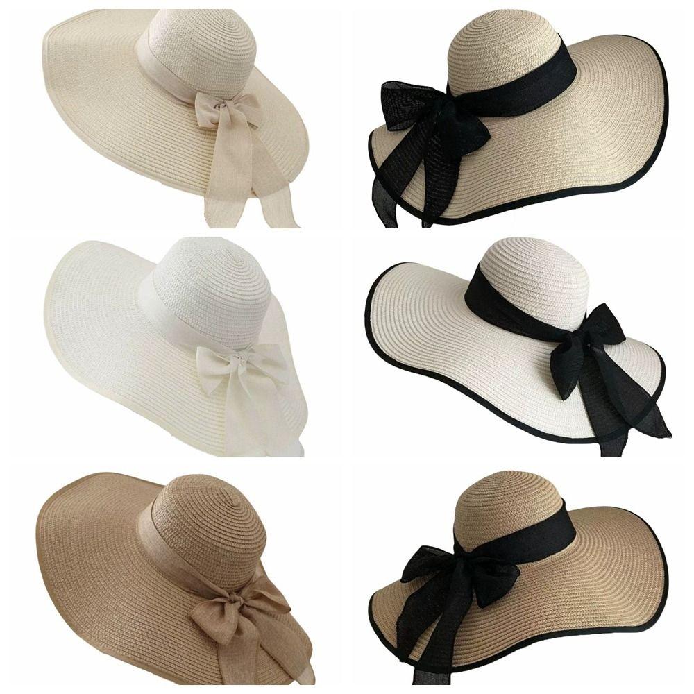 Wide Brim Straw Sun Hat Oversize Sun Protection Hat Foldable Weave Sun Cap  Summer