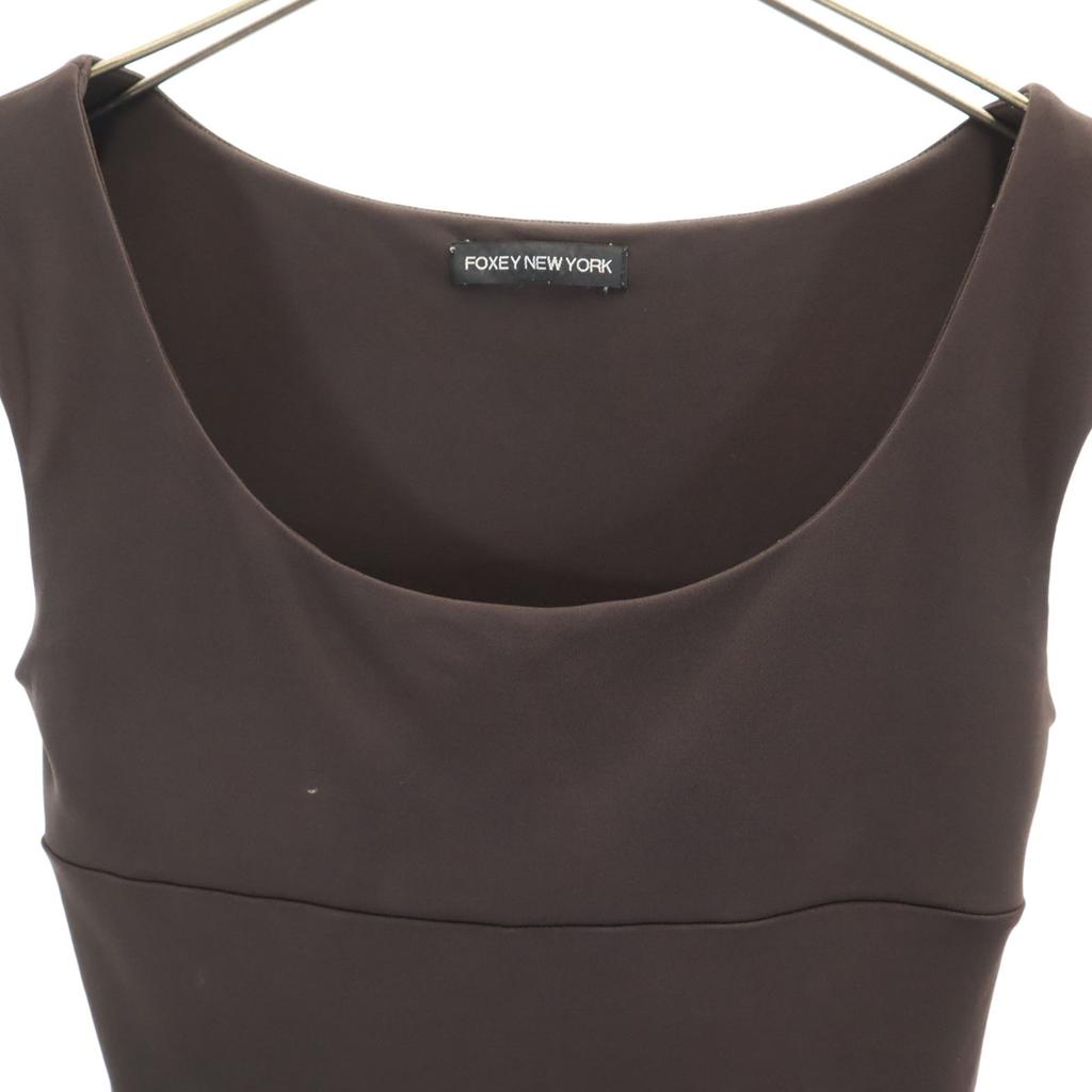FOXEY NEW YORK Made In Japan No Sleeve Cut Brown Women Used