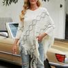 Women Loose V Neck Knitwear Sweater Bat Sleeve Cardigan Autumn Winter Cross Border Print Cloak