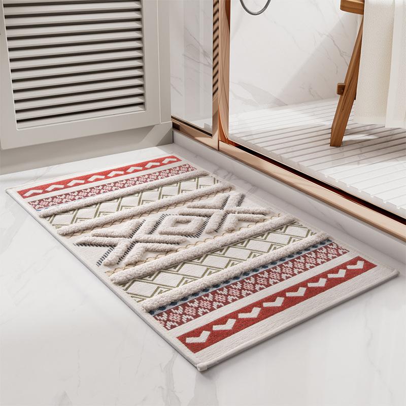 Bohemian Etnische Badkamervloermat, Absorberend Antislip, Nachtkastje Tapijt, Rechthoekig Tapijt, Entree Deur Voetmat, Badkamermat Set 50x80cm(19.7x31.5in)