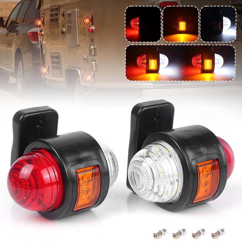 2/4pcs Truck Dual Face LED Side Marker Light 12-24V 3-sides Indicator Stop Parking Warning Lamp For Scania Trailer Lorry Van Bus