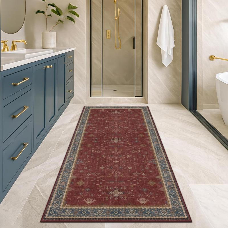 Fris Retro Bloemen Boho Runner Kleed, Wasbaar Gangkleed, Antislip Entree Mat voor Franse Landelijke Keuken Hal 50x120cm 20x47inch