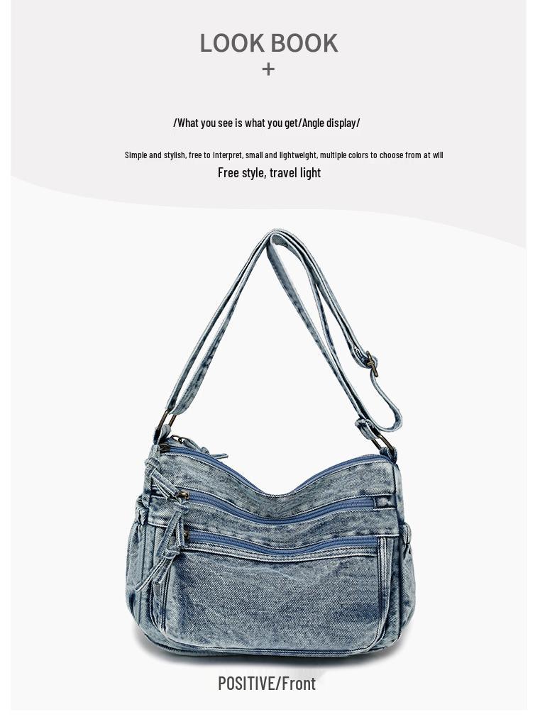 Retro Denim Single Shoulder Crossbody Bag - Large Capacity, Casual & Trendy