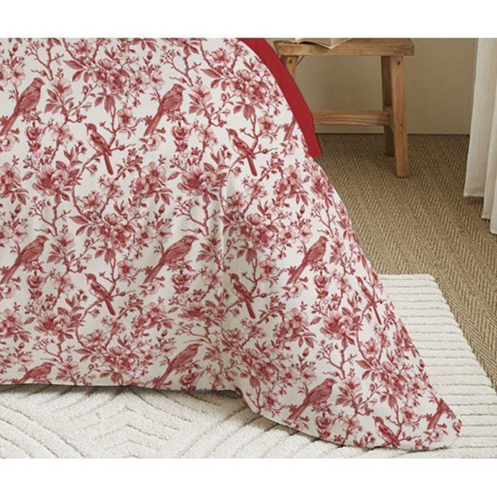 Pack complet housse de couette réversible pour lit 140 x 190 cm Bérengère rouge