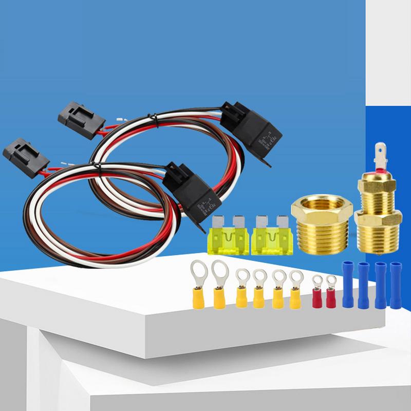 Electric Fan Relay Kit 12V40A Fan Cooling Kit With Thermostat Waterproof Accessories With Temperature Sensor For Rainy Days