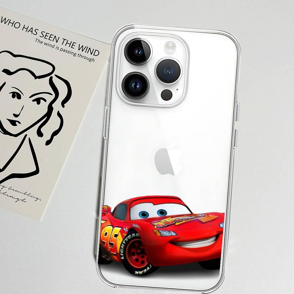 Cars L-Lightning M-McQueen Phone Case Soft Transparent Case For IPhone 17 16 15 14 13 12 11 Pro Max Mini Plus Shockproof Cover
