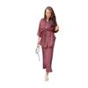 Cross-border European and American Women's Clothing, New Solid Color Belt Cardigan In Autumn 2025, Soft Temperament Long Dress Set