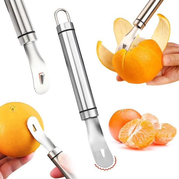 Long Handle Stainless Steel Orange Peeler Lemon Peeler Easy To Peel Tool Fruit Zesters Kitchen Accessories Kitchen Gadgets