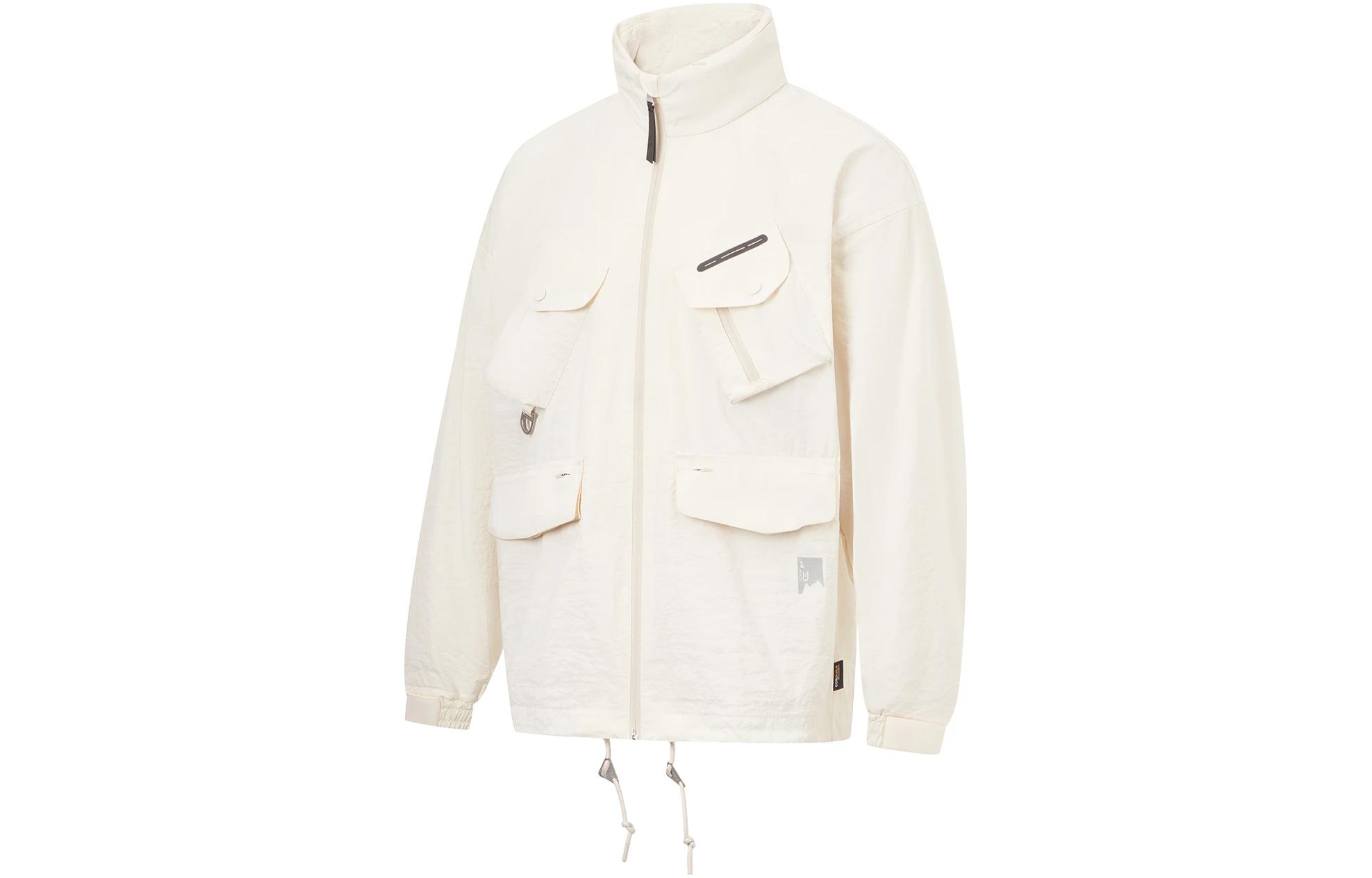 Li Ning Jackets Men s Ecru Stand Collar Moderate Workwear AJDT539-1 S