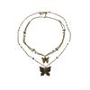 Heavy Industry Retro Maillard Style Neck Chain Sweet And Cool Multi-Layer Stacked Butterfly Tassel Necklace Women'S High-End Niche Necklace
