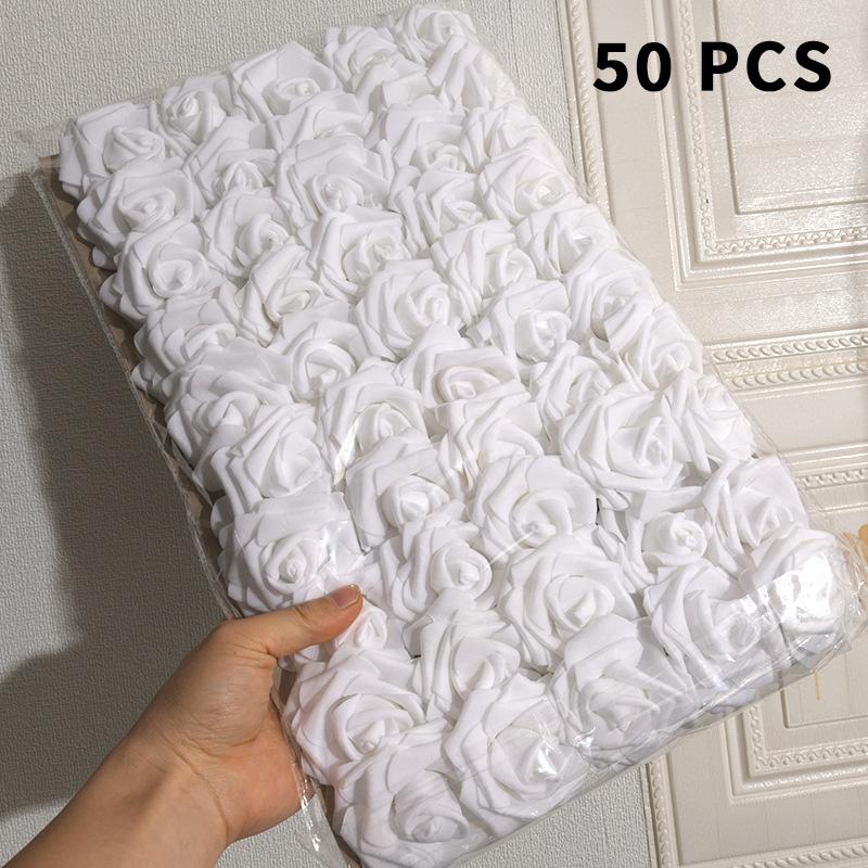 

50 Pcs PE Rose Artificial Flower Head With Stem DIY Bouquet Valentine s Day Wedding Party Decor Scrapbooking Supplies