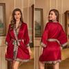 Yaoting Elegant Retro Chinese-Style Satin Nightgown for Women, Luxurious & Noble Home Bathrobe - Summer 3370.
