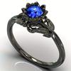 New Jewelry Women's Flower Shape Ring Electroplating Gun Black European and American Handmade Inlaid Zircon Ring