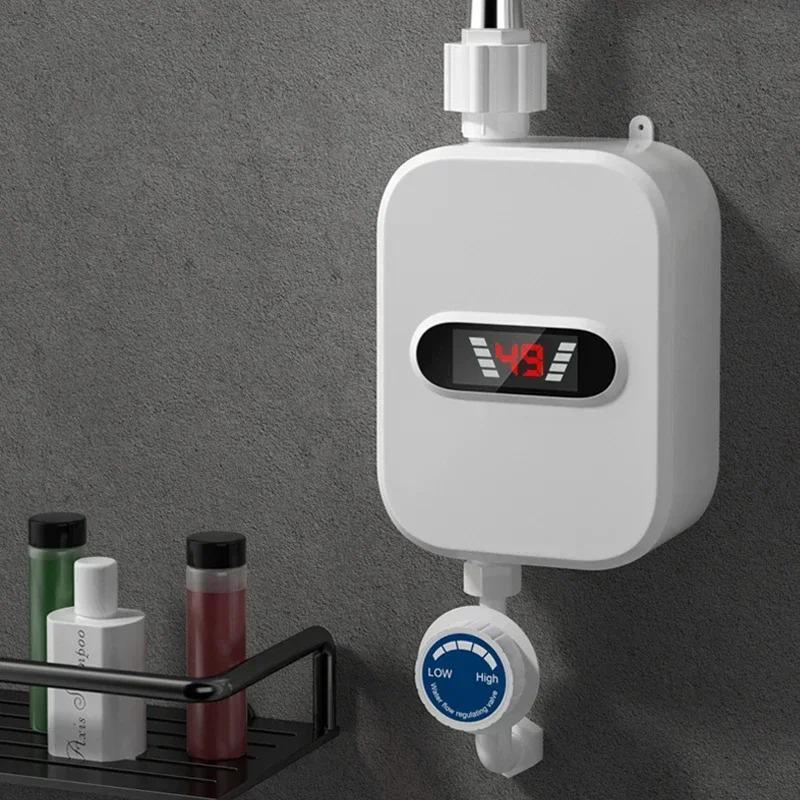 Instant Electric Shower Heater 3500W Mini Tankless 3 Seconds Fast Heating for Bathroom Tap Sink Faucet Set