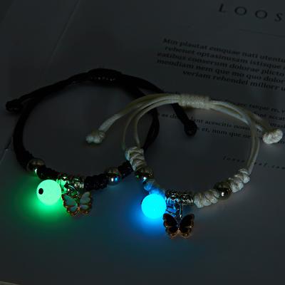 2pcs Glow In the Dark Star Moon Butterfly Couples Bracelet For Heart Pendant Adjustable Bracelet Friendship Love Jewelry Gift