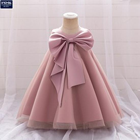 2024 Girls' Princess Dress with 3D Floral Mesh - Perfect for First Birthday